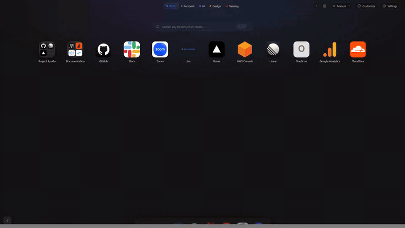 Switch between themed Workspaces in one click