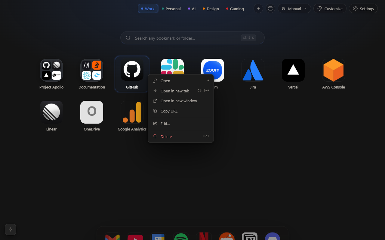Right-click context menu